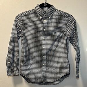 Ralph Lauren Boys Black/White Plaid Long Sleeve Oxford Shirt Size S (8)